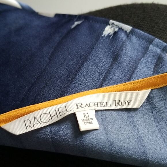 Rachel Roy Blue flare Dress with One side Ruffle size Medium - Picture 13 of 14